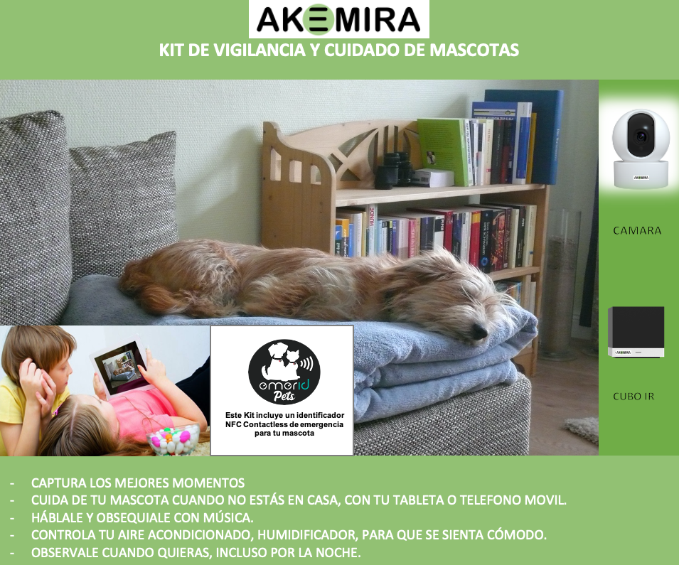 Kit Vigilancia Mascotas con Identificador de emergencia - Akemira