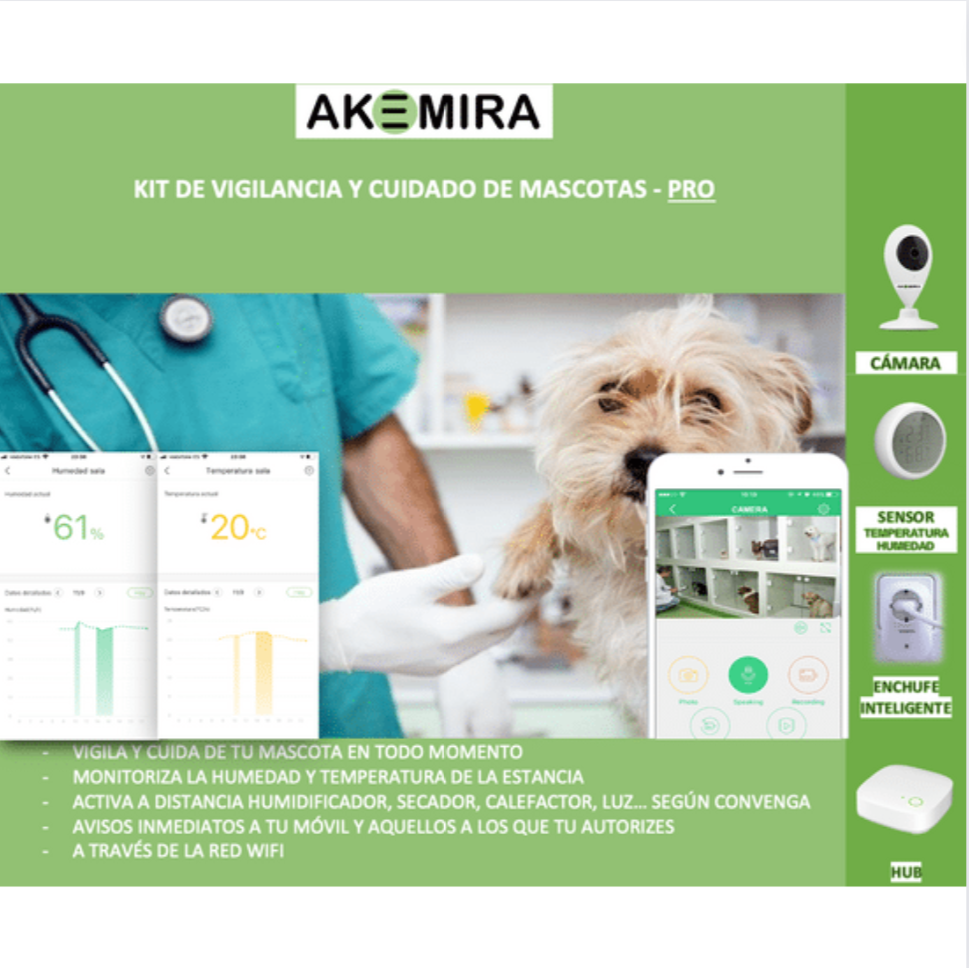 Kit Vigilancia Mascotas con Identificador de emergencia - Akemira